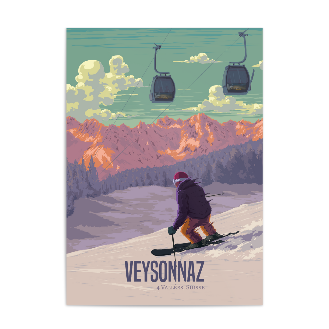 Veysonnaz Switzerland Ski Resort Travel Poster