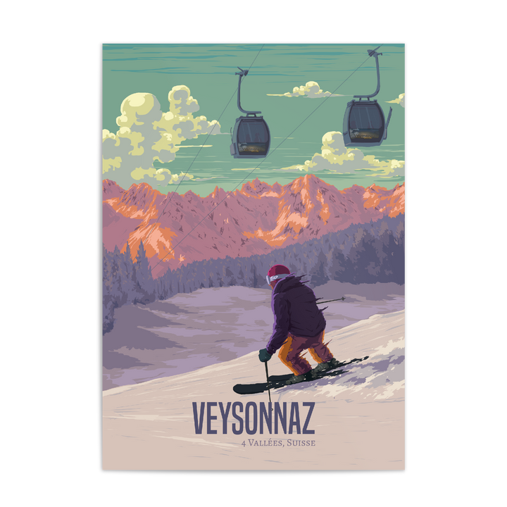 Veysonnaz Switzerland Ski Resort Travel Poster