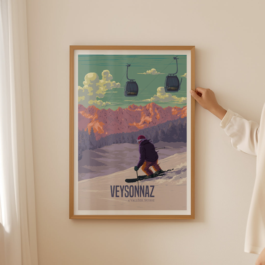 Veysonnaz Switzerland Ski Resort Travel Poster