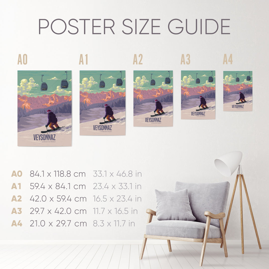 Veysonnaz Switzerland Ski Resort Travel Poster