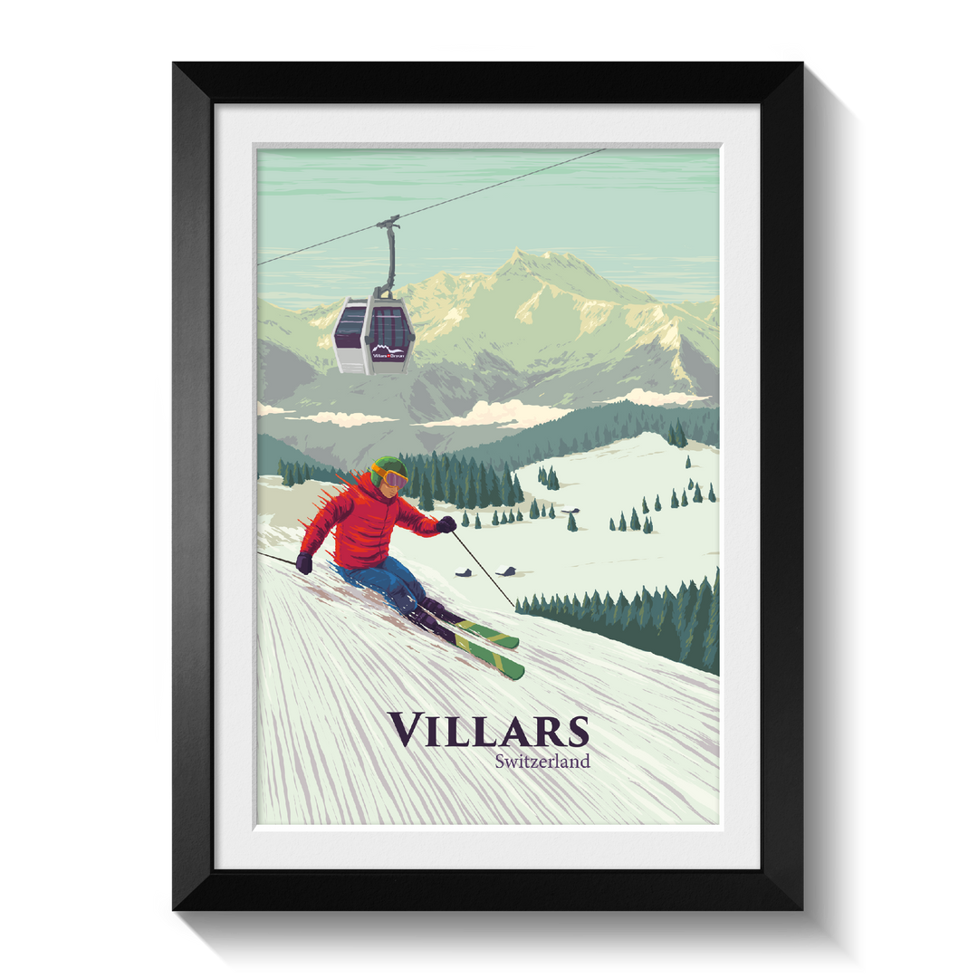 Villars Switzerland Ski Resort Travel Poster