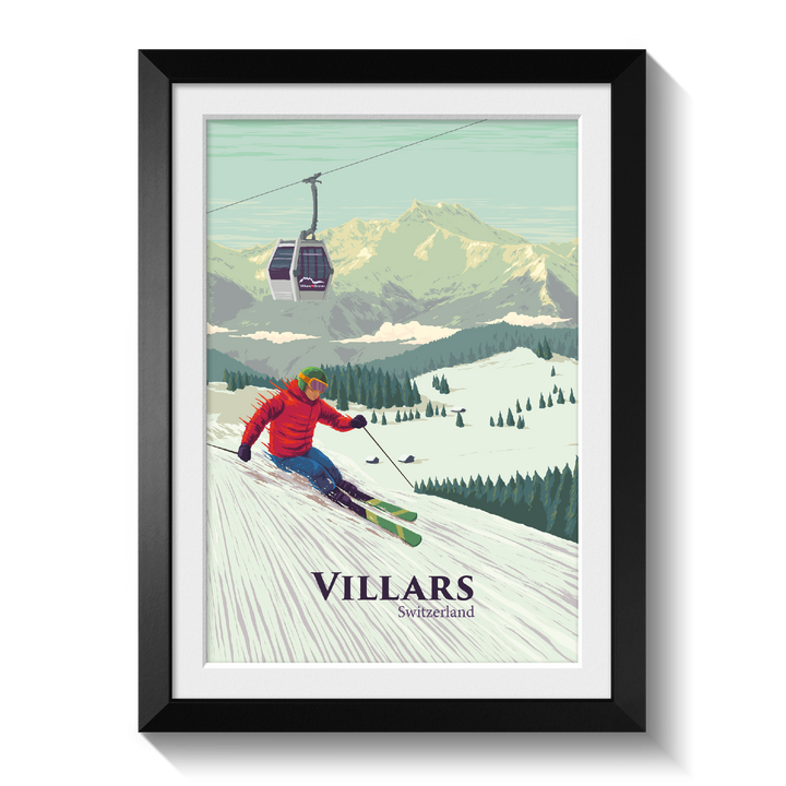 Villars Switzerland Ski Resort Travel Poster