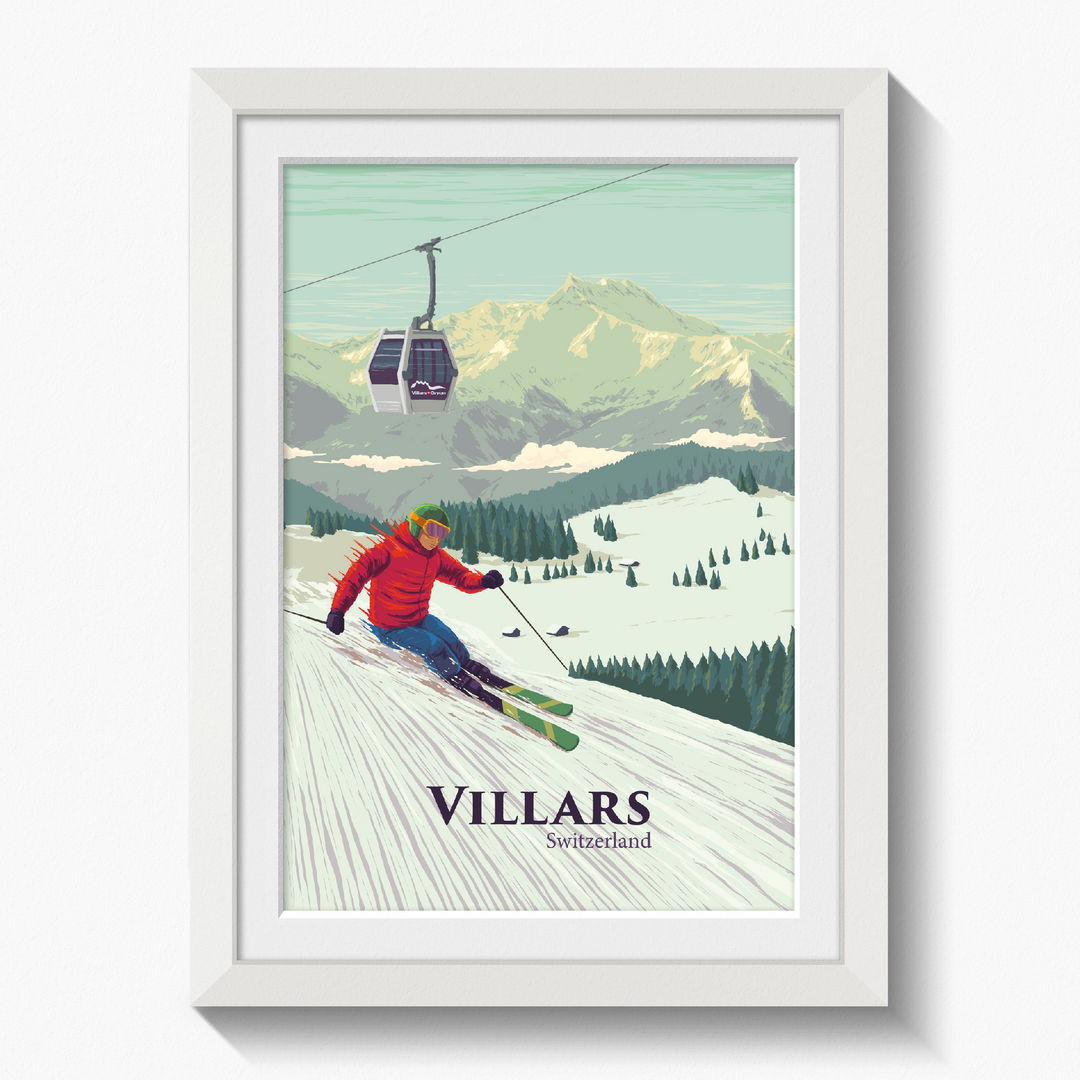 Villars Switzerland Ski Resort Travel Poster