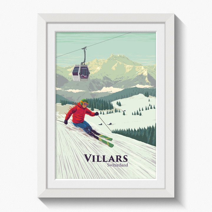 Villars Switzerland Ski Resort Travel Poster