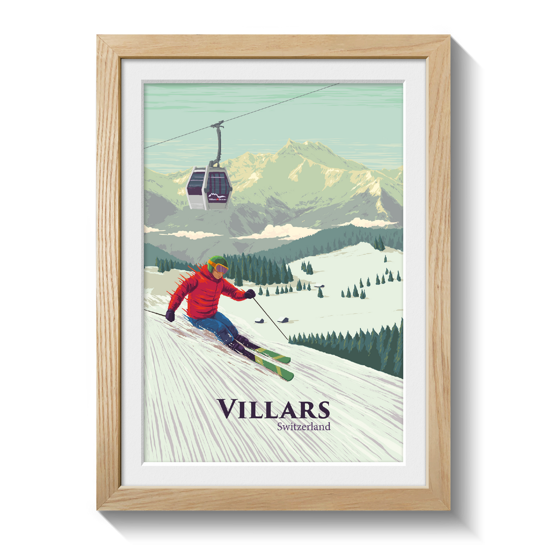 Villars Switzerland Ski Resort Travel Poster