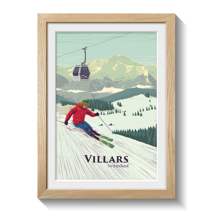 Villars Switzerland Ski Resort Travel Poster