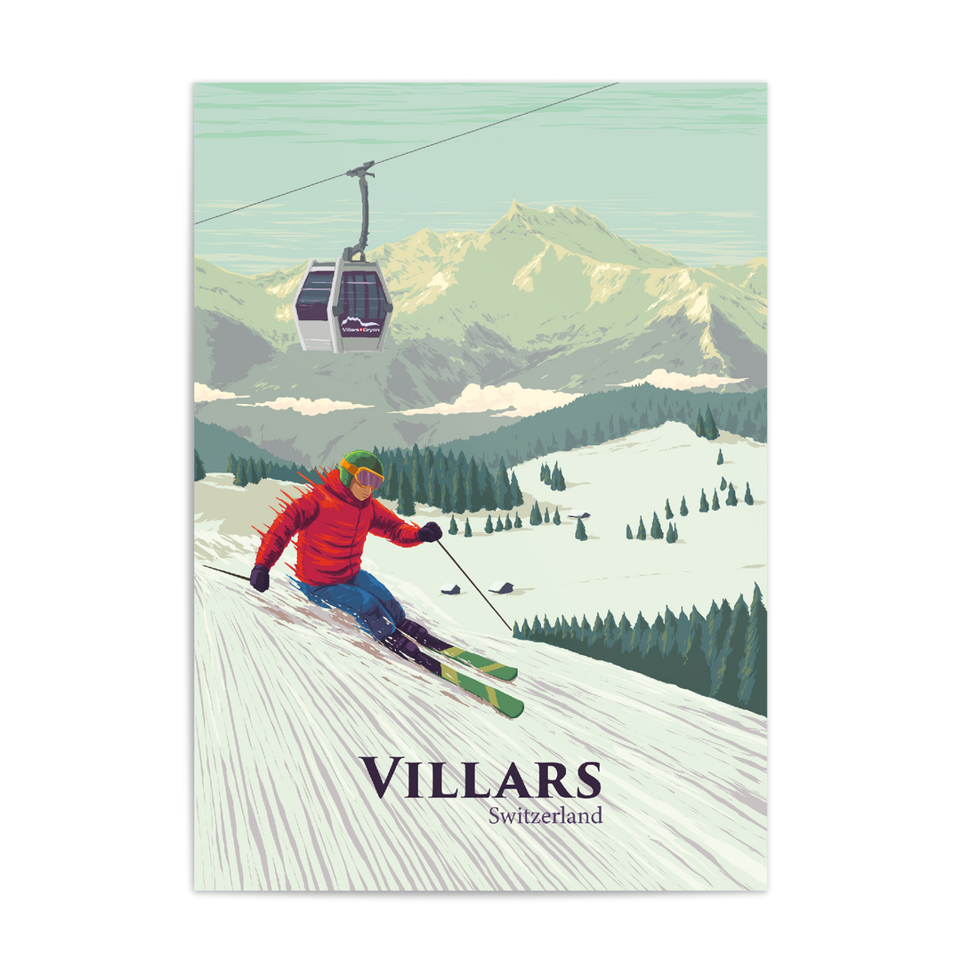 Villars Switzerland Ski Resort Travel Poster