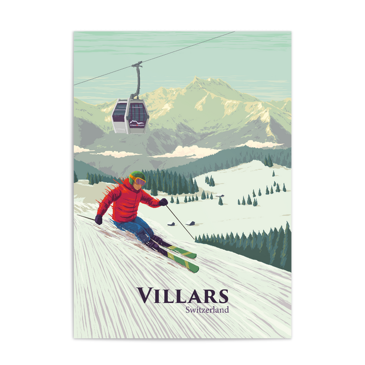 Villars Switzerland Ski Resort Travel Poster