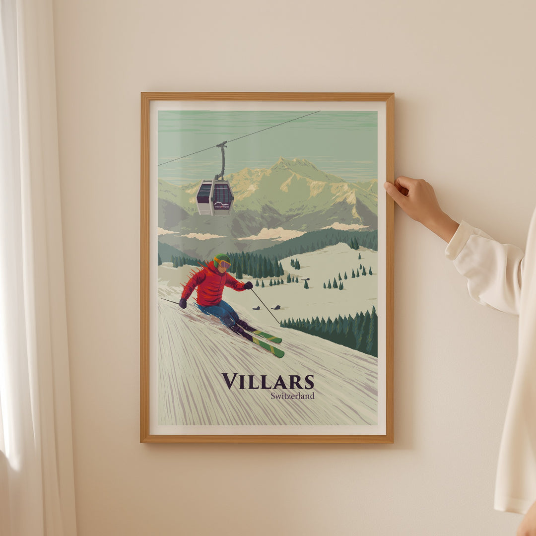 Villars Switzerland Ski Resort Travel Poster