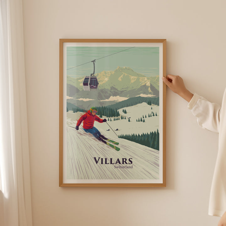 Villars Switzerland Ski Resort Travel Poster