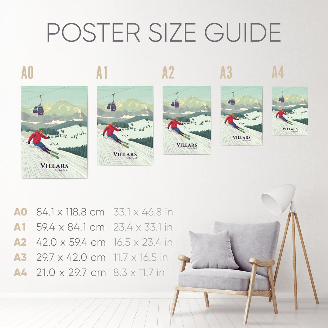 Villars Switzerland Ski Resort Travel Poster