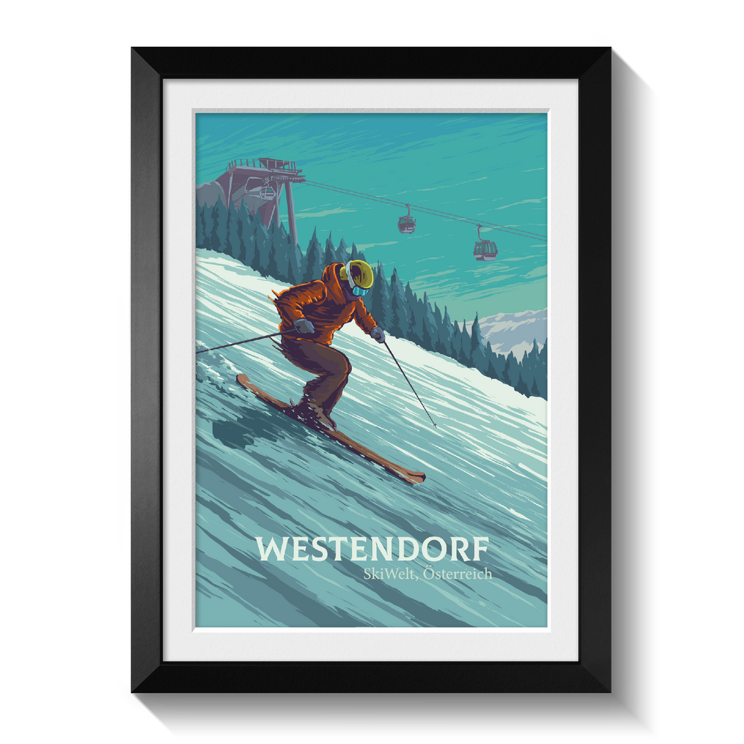 Westendorf Austria Ski Resort Travel Poster