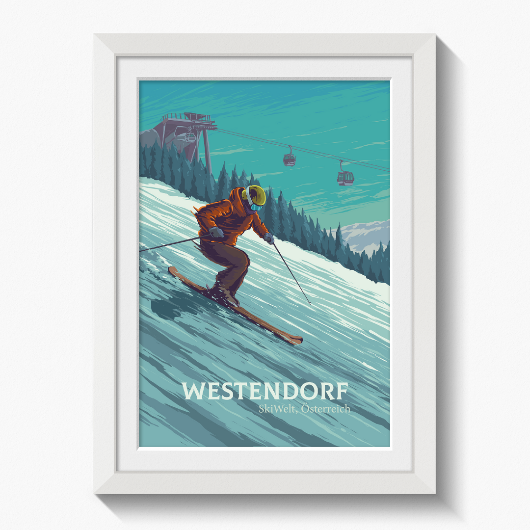 Westendorf Austria Ski Resort Travel Poster