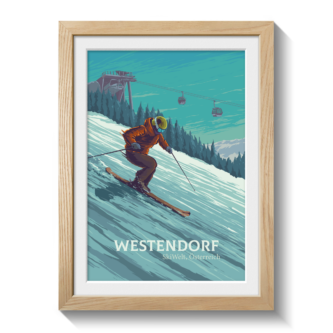 Westendorf Austria Ski Resort Travel Poster