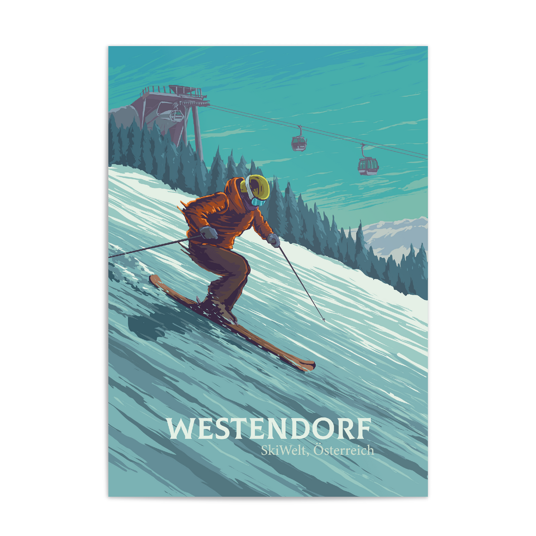 Westendorf Austria Ski Resort Travel Poster