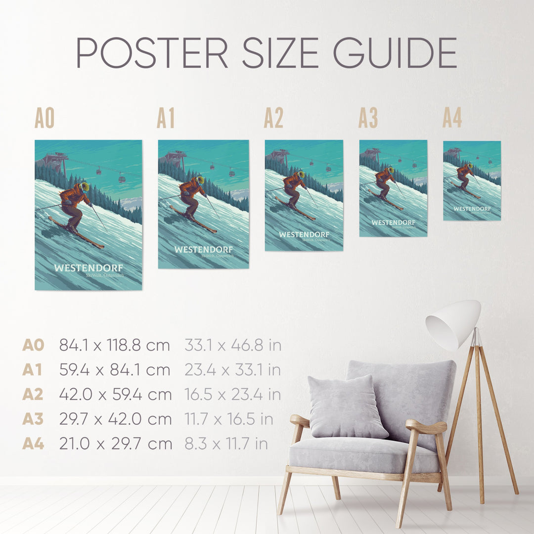 Westendorf Austria Ski Resort Travel Poster