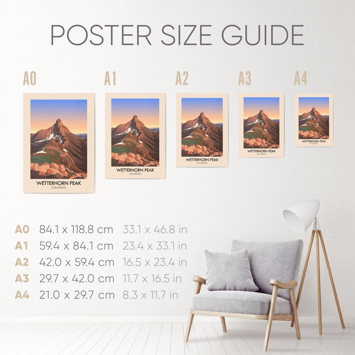 Wetterhorn Peak Colorado USA Travel Poster