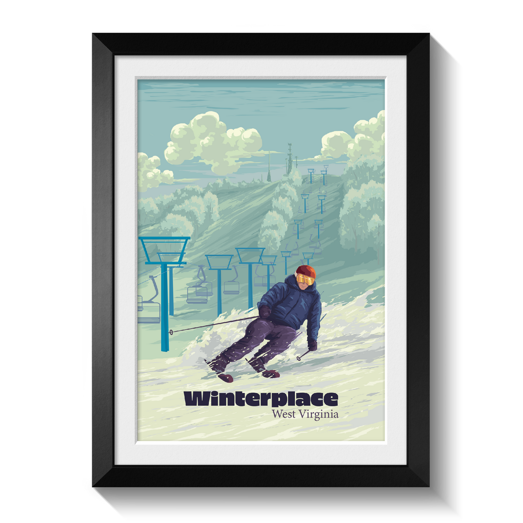 Winterplace West Virginia Ski Resort Travel Poster