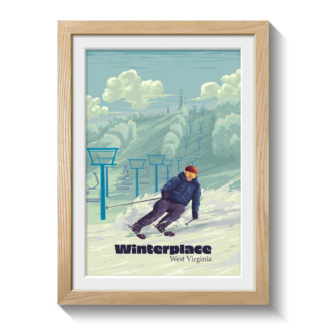 Winterplace West Virginia Ski Resort Travel Poster