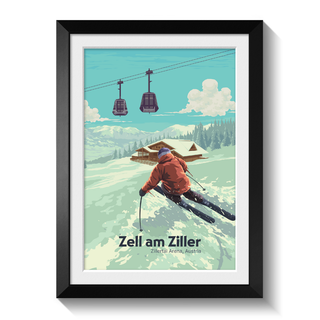 Zell am Ziller Austria Ski Resort Travel Poster