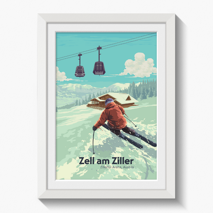 Zell am Ziller Austria Ski Resort Travel Poster
