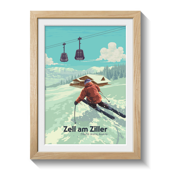 Zell am Ziller Austria Ski Resort Travel Poster