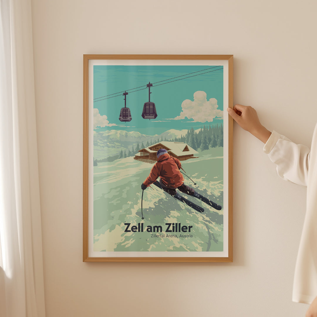 Zell am Ziller Austria Ski Resort Travel Poster